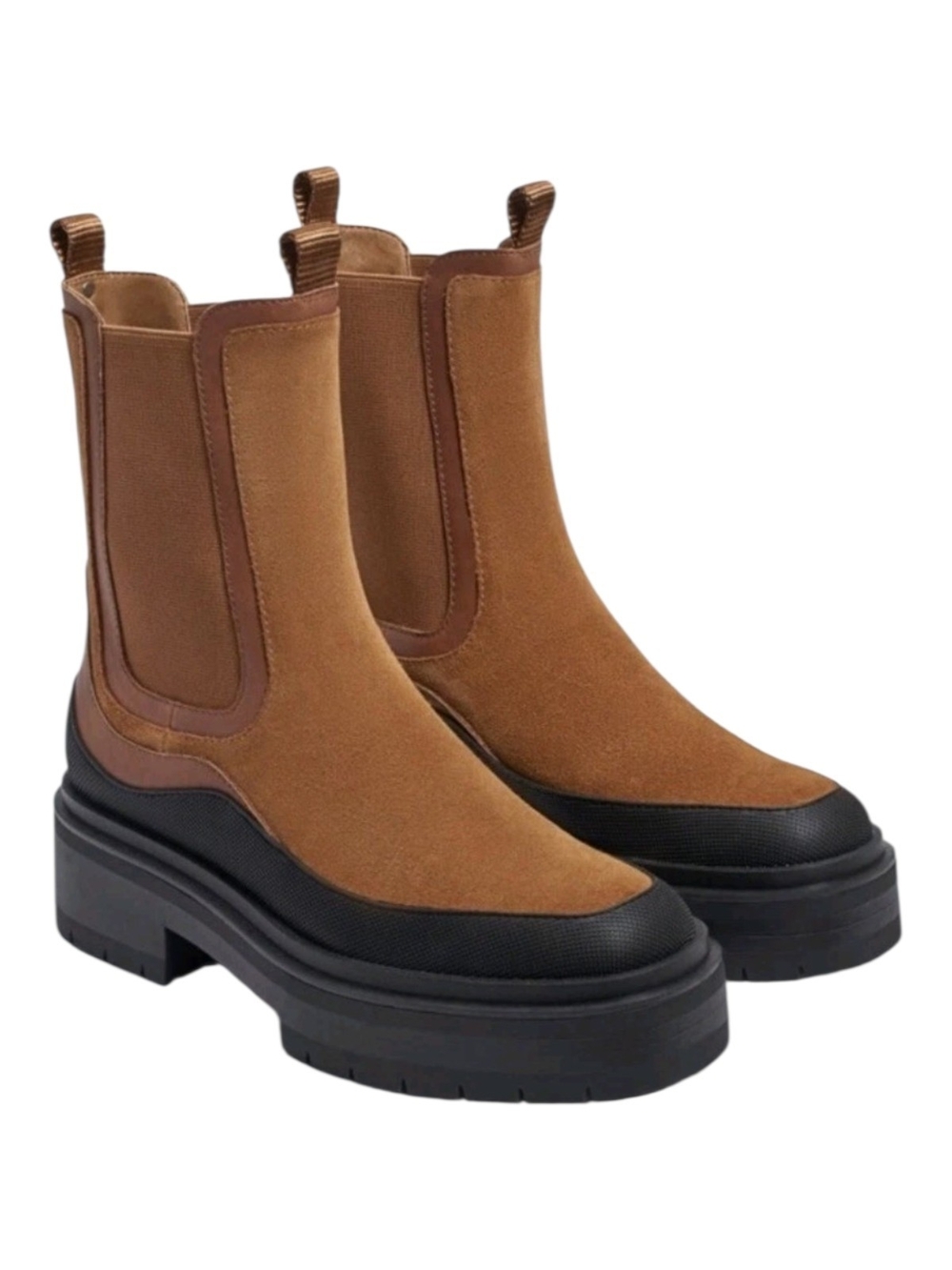 NEW Sam Edelman Luloa Camel Suede Chelsea Lug Sole Boot